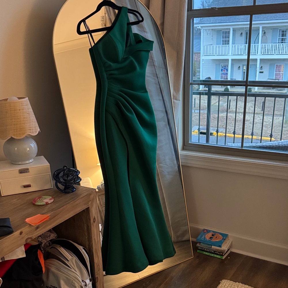 Jovani Emerald One-Shoulder Gown
